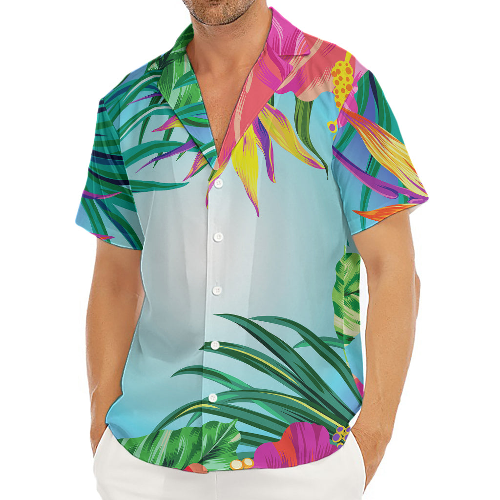 Hawaiian Aloha Flower Print Men's Deep V-Neck Shirt