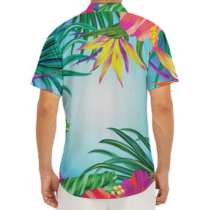 Hawaiian Aloha Flower Print Men's Deep V-Neck Shirt