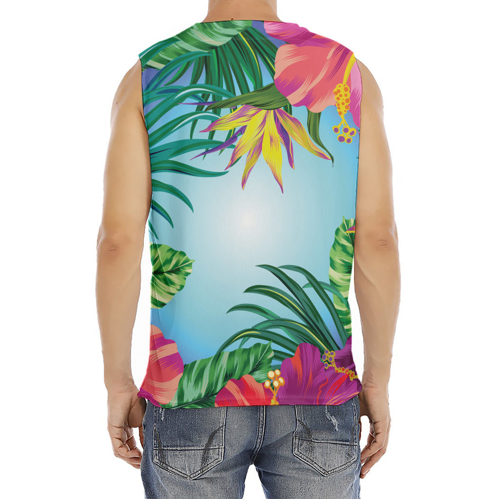 Hawaiian Aloha Flower Print Men's Fitness Tank Top