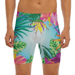 Hawaiian Aloha Flower Print Men's Long Boxer Briefs