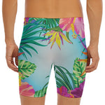 Hawaiian Aloha Flower Print Men's Long Boxer Briefs