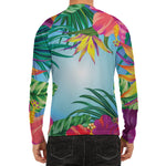 Hawaiian Aloha Flower Print Men's Long Sleeve Rash Guard