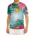 Hawaiian Aloha Flower Print Men's Short Sleeve Rash Guard