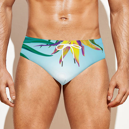 Hawaiian Aloha Flower Print Men's Swim Briefs