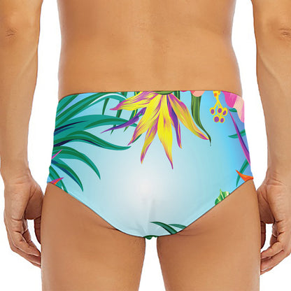 Hawaiian Aloha Flower Print Men's Triangle Swim Briefs