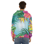 Hawaiian Aloha Flower Print Men's Velvet Pullover Hoodie