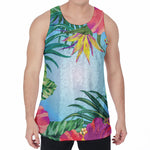 Hawaiian Aloha Flower Print Men's Velvet Tank Top
