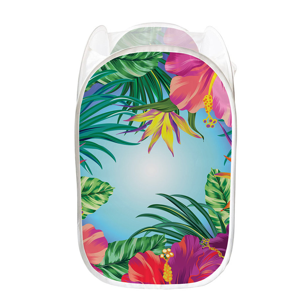 Hawaiian Aloha Flower Print Mesh Laundry Hamper