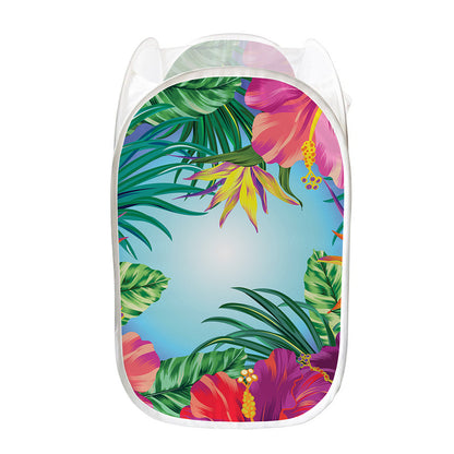 Hawaiian Aloha Flower Print Mesh Laundry Hamper