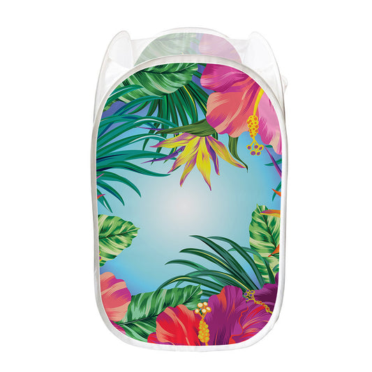 Hawaiian Aloha Flower Print Mesh Laundry Hamper