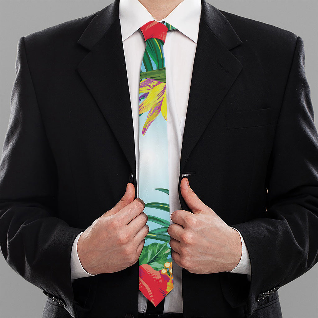 Hawaiian Aloha Flower Print Necktie