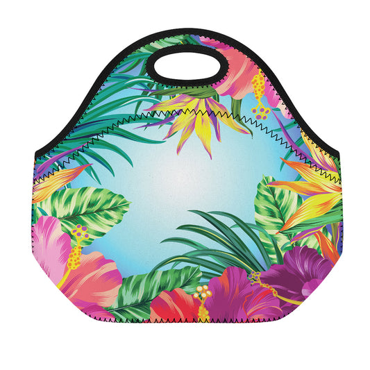 Hawaiian Aloha Flower Print Neoprene Lunch Bag