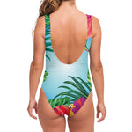 Hawaiian Aloha Flower Print One Piece Swimsuit