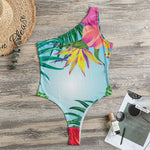 Hawaiian Aloha Flower Print One Shoulder Bodysuit