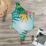 Hawaiian Aloha Flower Print One Shoulder Bodysuit