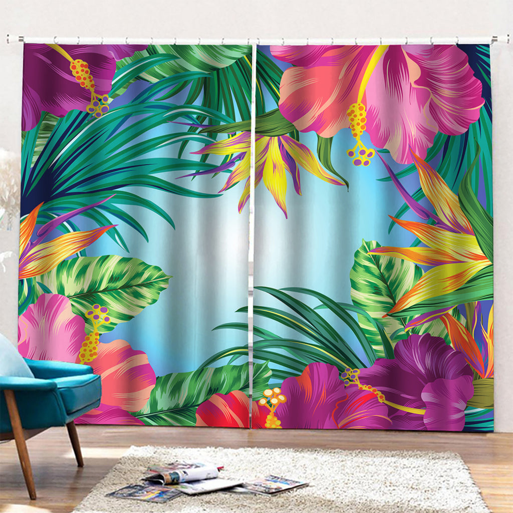 Hawaiian Aloha Flower Print Pencil Pleat Curtains