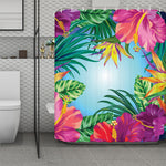 Hawaiian Aloha Flower Print Polyester Shower Curtain