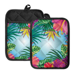 Hawaiian Aloha Flower Print Pot Holders With Pocket