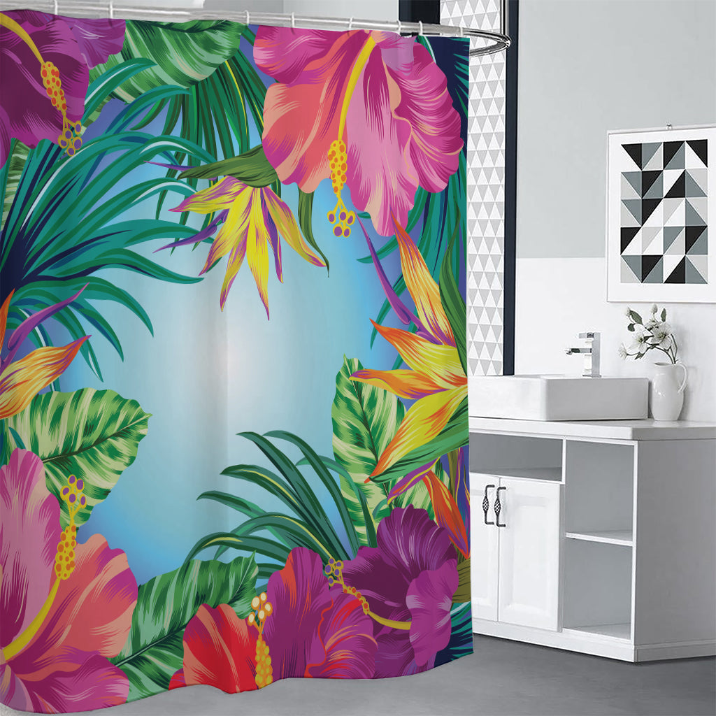 Hawaiian Aloha Flower Print Premium Shower Curtain