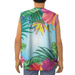 Hawaiian Aloha Flower Print Sleeveless Baseball Jersey