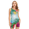 Hawaiian Aloha Flower Print Sleeveless One Piece Swimsuit