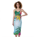 Hawaiian Aloha Flower Print Slim Fit Midi Cami Dress