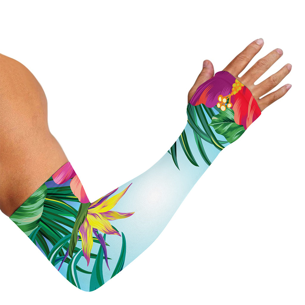 Hawaiian Aloha Flower Print Sun Protection Arm Sleeves
