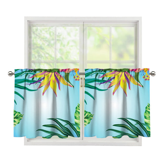 Hawaiian Aloha Flower Print Tier Curtains