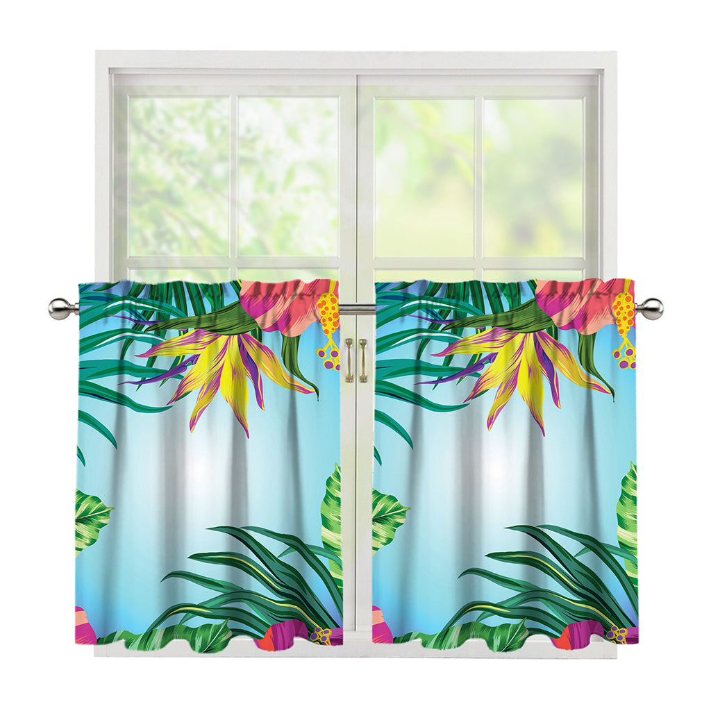 Hawaiian Aloha Flower Print Tier Curtains