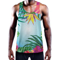 Hawaiian Aloha Flower Print Men's Workout Tank Top