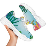 Hawaiian Aloha Flower Print White Chunky Shoes