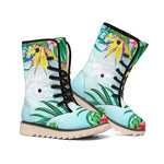 Hawaiian Aloha Flower Print Winter Boots