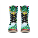 Hawaiian Aloha Flower Print Winter Boots