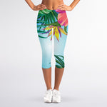 Hawaiian Aloha Flower Print Women's Capri Leggings