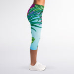 Hawaiian Aloha Flower Print Women's Capri Leggings
