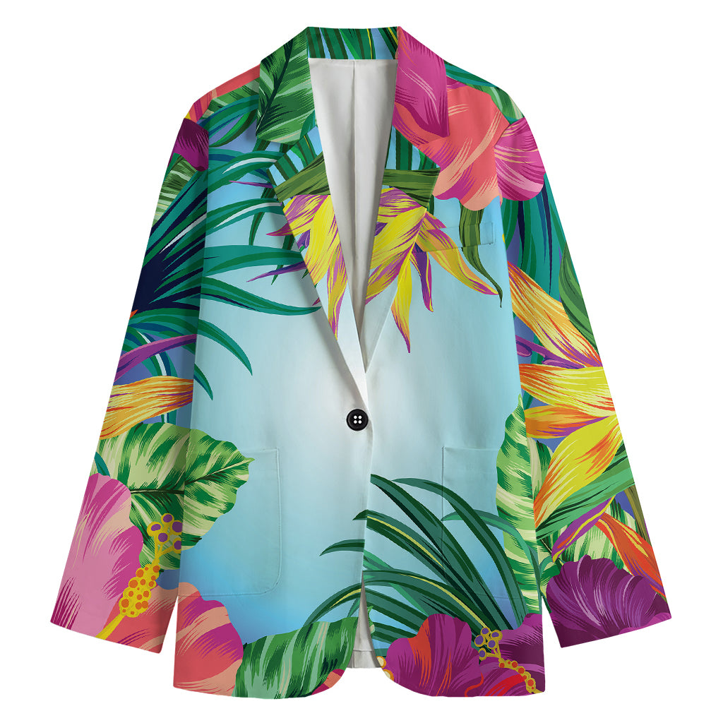 Hawaiian Aloha Flower Print Women's Cotton Blazer