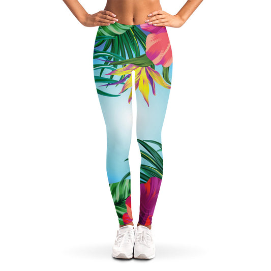 Hawaiian Aloha Flower Print Women's Leggings