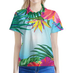 Hawaiian Aloha Flower Print Women's Polo Shirt