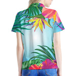 Hawaiian Aloha Flower Print Women's Polo Shirt