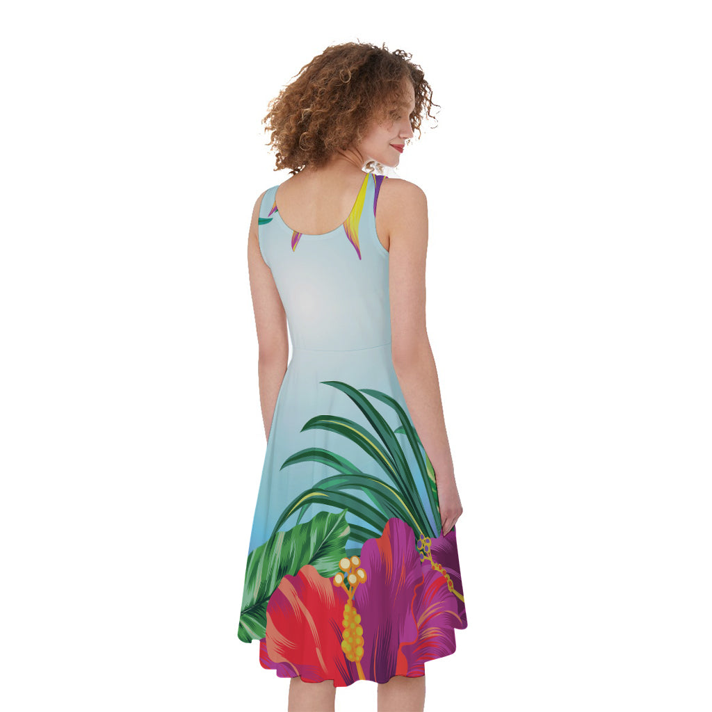 Hawaiian Aloha Flower Print Women's Sleeveless Dress