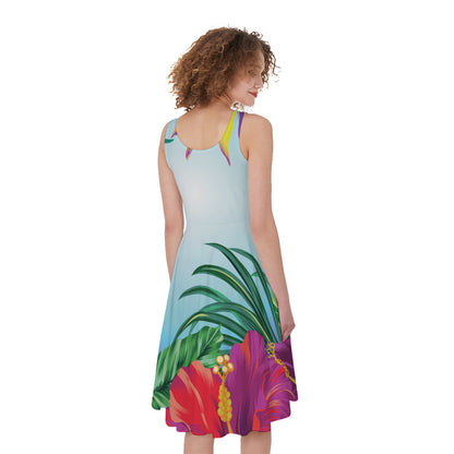 Hawaiian Aloha Flower Print Women's Sleeveless Dress