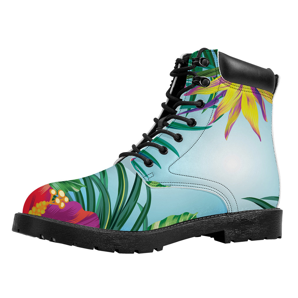Hawaiian Aloha Flower Print Work Boots