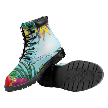 Hawaiian Aloha Flower Print Work Boots