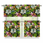 Hawaiian Aloha Tropical Pattern Print 3 Piece Kitchen Curtains