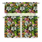 Hawaiian Aloha Tropical Pattern Print 3 Piece Kitchen Curtains