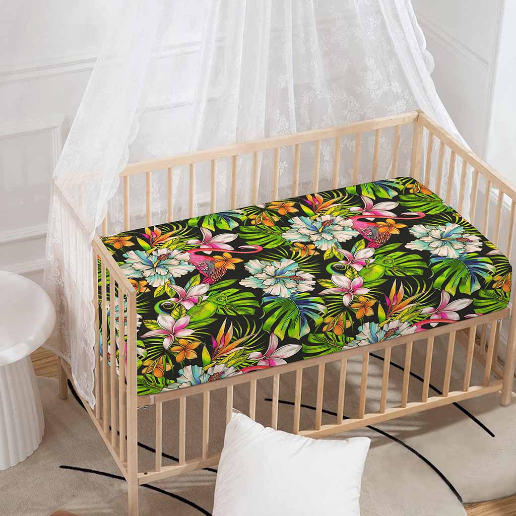 Hawaiian Aloha Tropical Pattern Print Baby Crib Sheet