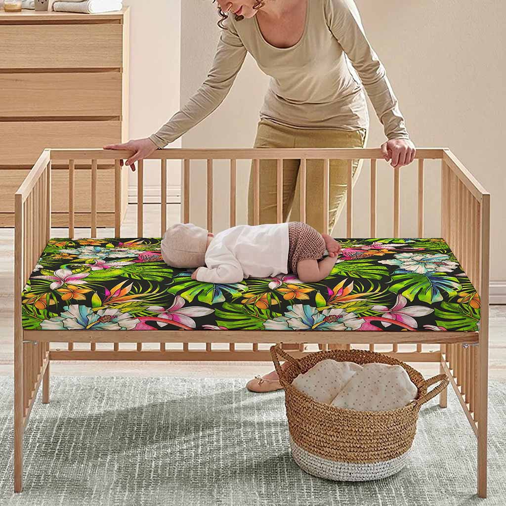 Hawaiian Aloha Tropical Pattern Print Baby Crib Sheet