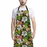 Hawaiian Aloha Tropical Pattern Print Bib Apron With Pocket