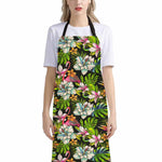 Hawaiian Aloha Tropical Pattern Print Bib Apron With Pocket