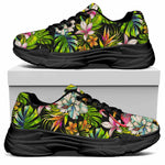 Hawaiian Aloha Tropical Pattern Print Black Chunky Shoes
